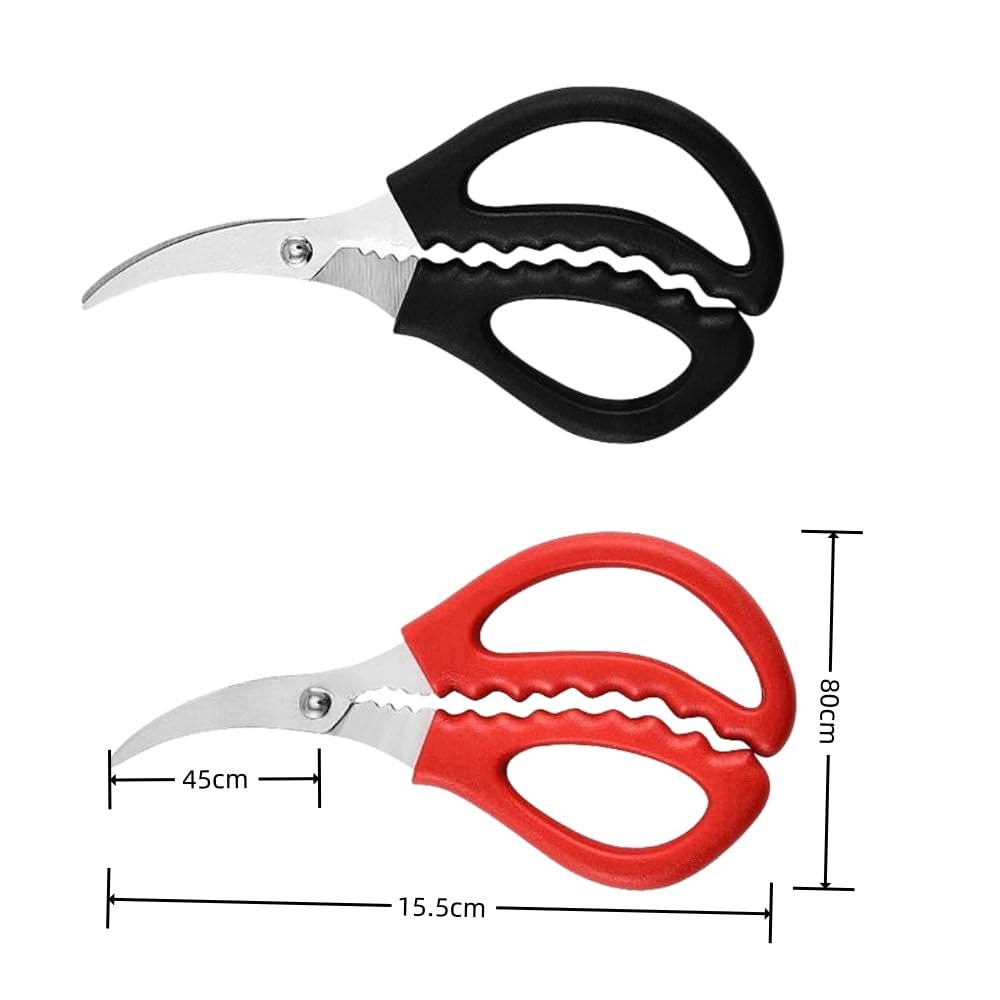 4 Pcs Seafood Scissors For Kitchen Multifunctional Seafood Fish Crab Shrimp Lobster Scissors Stainless Steel Shears,Red And Blac