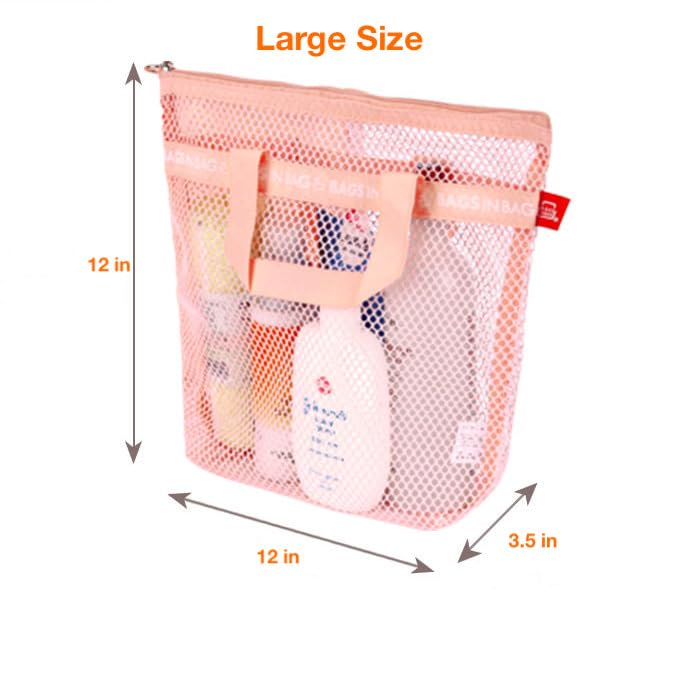 Mesh Travel Shower Caddy Tote Bag For Gym, Swim, Dorms, Bathrooms | 12''X12''X 3.5'' | Black