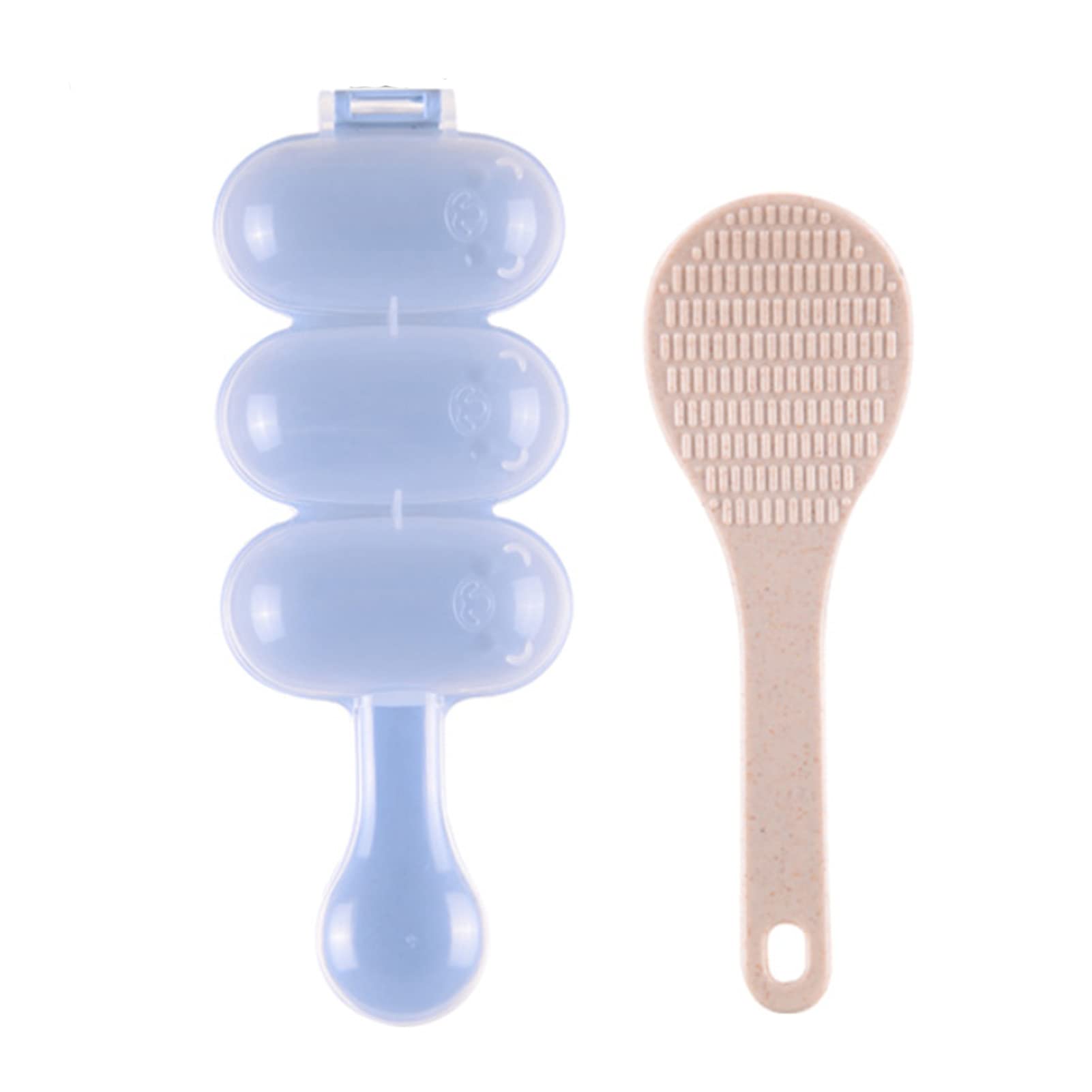 Rice Ball Mould Shaker Onigiri Mold Ball Shaped Kitchen Tools Shakers For Shake Diy Lunch With A Mini Rice Paddle (Blue)