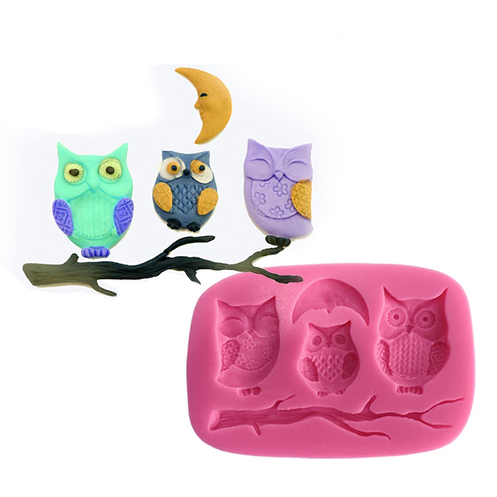 Cestony Owl And Moon Silicone Molds For Diy Cake Fondant Biscuit Cookies Soap Sugar Pudding Chocolate Hard Candies Dessert Candl