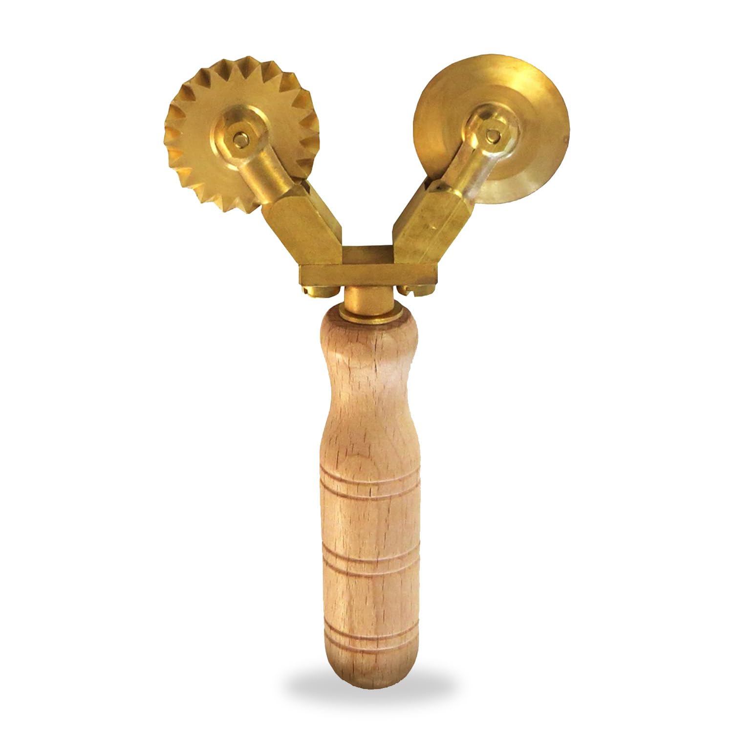 La Gondola Homemade Pasta Cutter - Double Wheel (Festooned & Smooth) | Pasta Making Tool For Home And Business | Brass & Natural