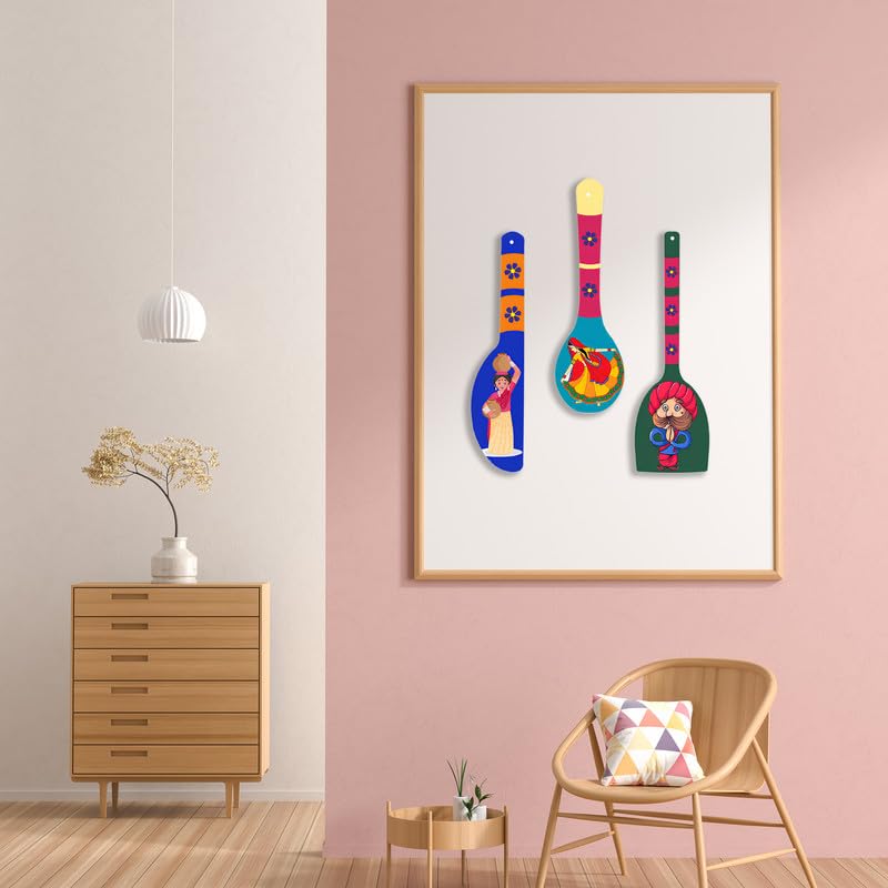Positive Vibe Lifestyle Rajasthani Dance Women Wooden Wall Hanger For Home | Office | Living Room | Gift | Wall Decor | Home Dec