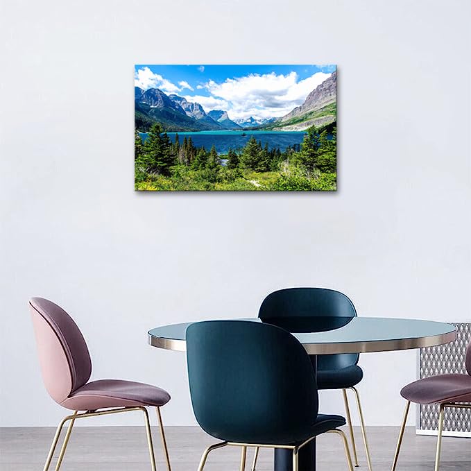 Skasnfai Glacier National Park Wall Art Lake Mountains Pictures Framed Canvas Prints Artwork For Living Room Bedroom Office Read