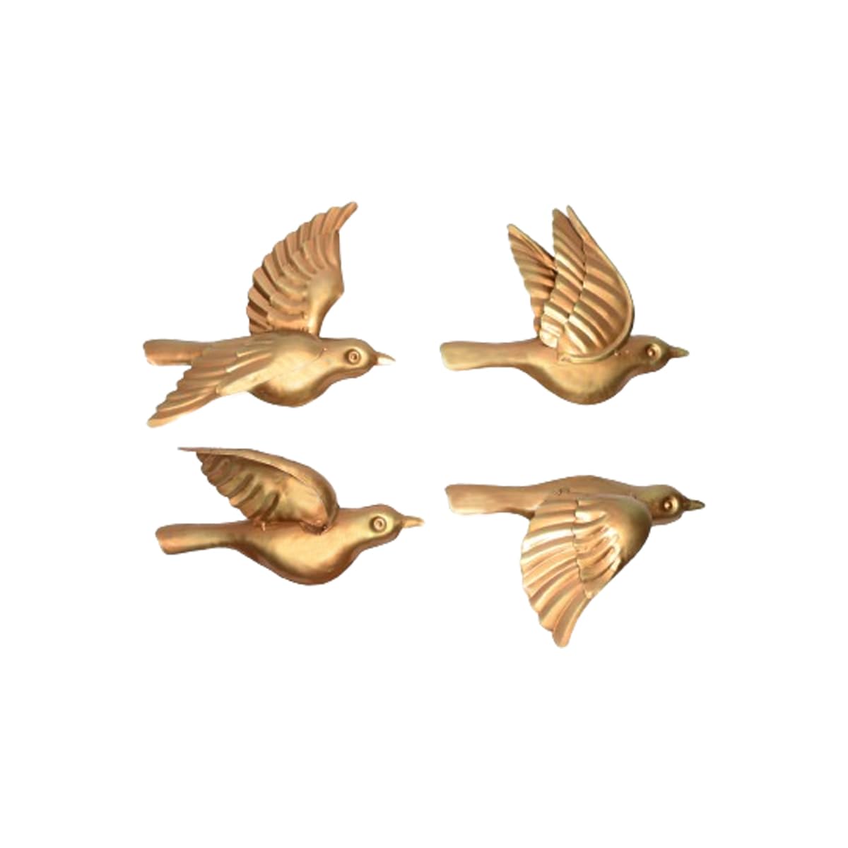 Wonderland Set Of 4 Flying Birds Wall Metal Art, Rose Gold Color Metal Birds, Wall Decoration, Home Interiors