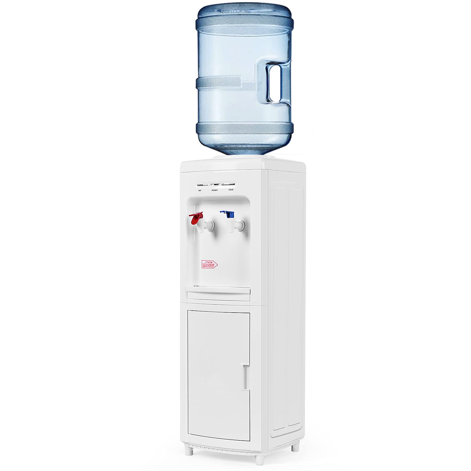 Goflame Water Cooler Dispenser Top Loading, Water Dispenser With Hot & Cold Water, Storage Cabinet, Child Safety Lock, Holds 3-5