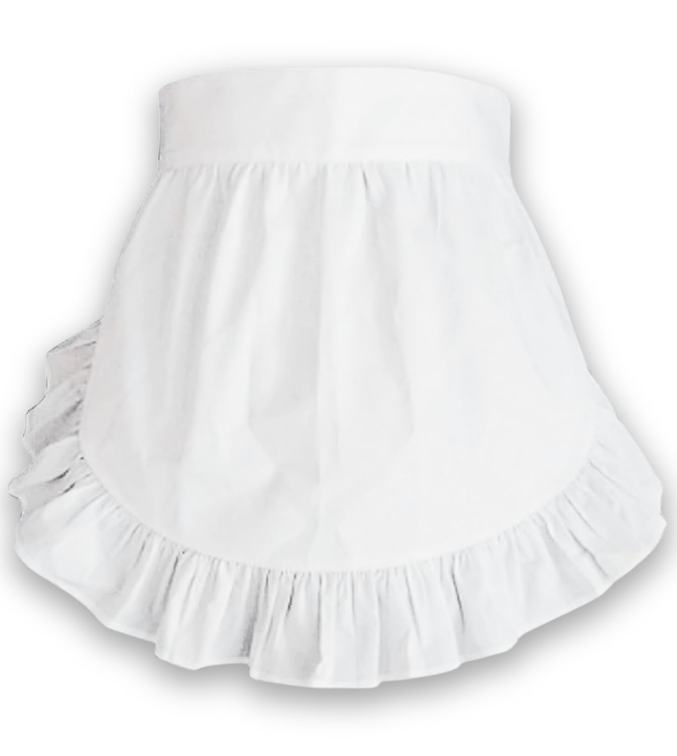 Crb Fashion Waist Apron Kitchen Cooking Restaurant 100% Cotton Bistro Half Aprons With Pockets For Girl Woman (White)