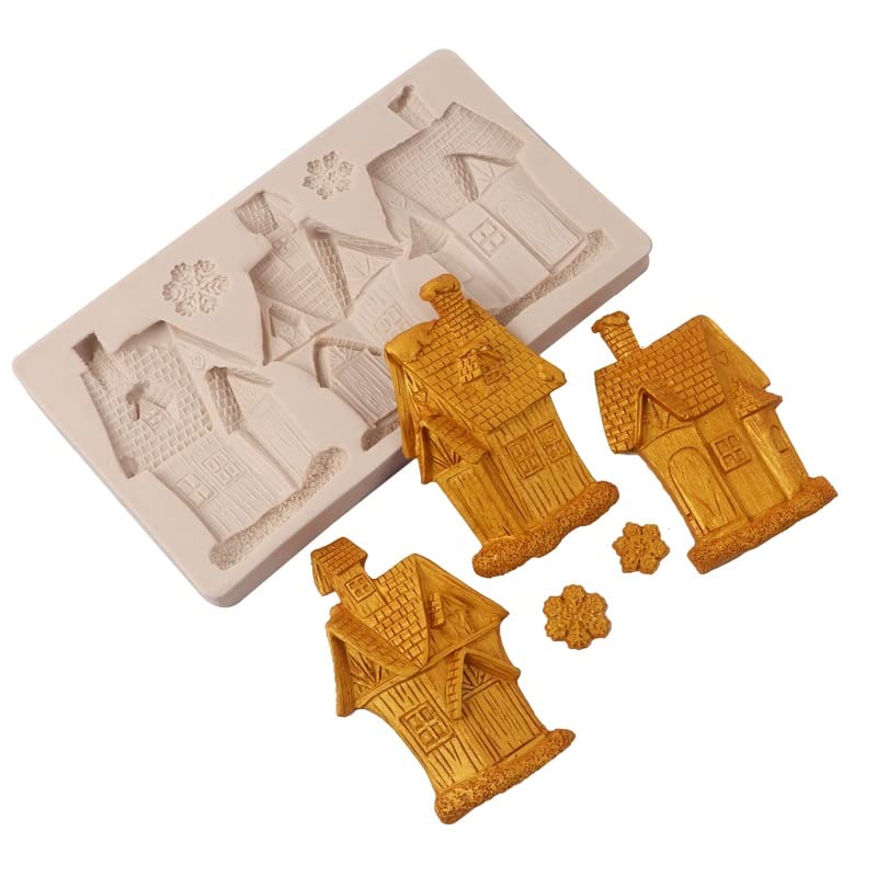 Cestony Christams Gingerbread House Silicone Molds For Diy Cake Fondant Biscuit Cookies Soap Sugar Pudding Chocolate Hard Candie