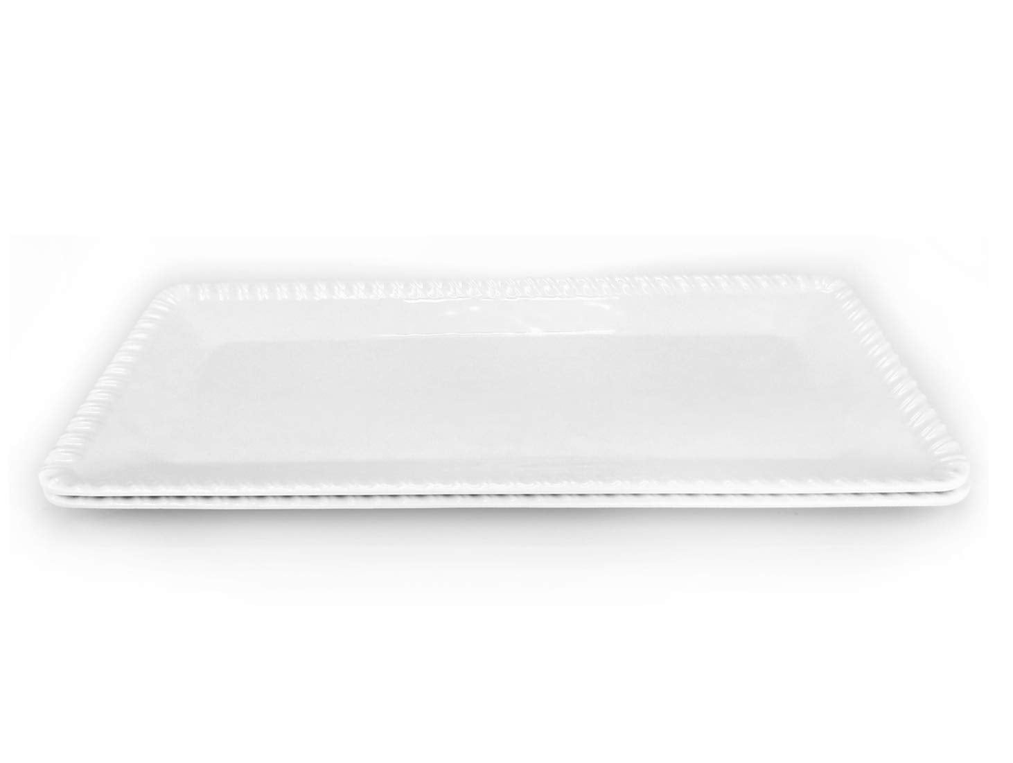 Kx-Ware 17-Inch Melamine Serving Tray/Platters Set Of 2, White & Rectangular | 100% Melamine,Dishwasher Safe,Bpa Free