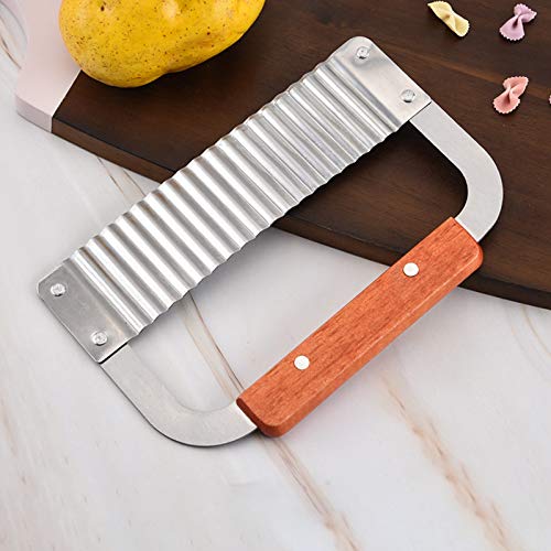 Crinkle Cutter Stainless Steel Potato Slicer Heavy Duty Wavy Crinkle Cutting Chopping Tools With Wooden Handle For Carrot Veggie