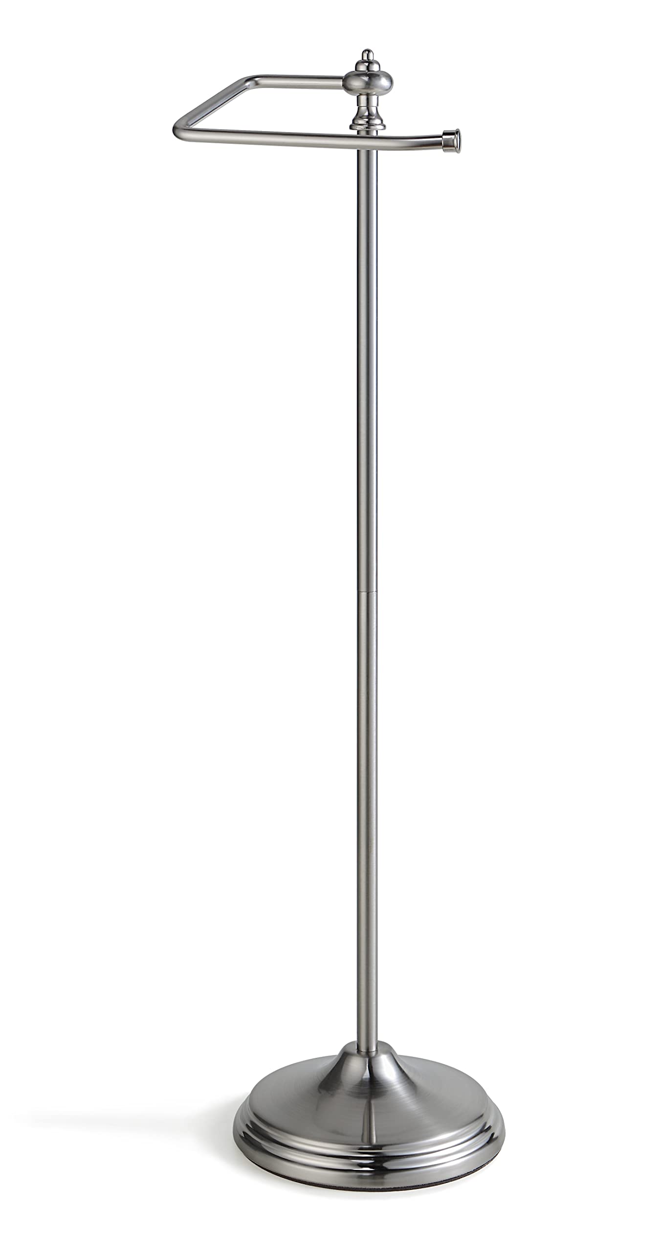 SunnyPoint Bathroom Free Standing Toilet Tissue Paper Roll Holder Stand with Reserve Function  Satin Nickel