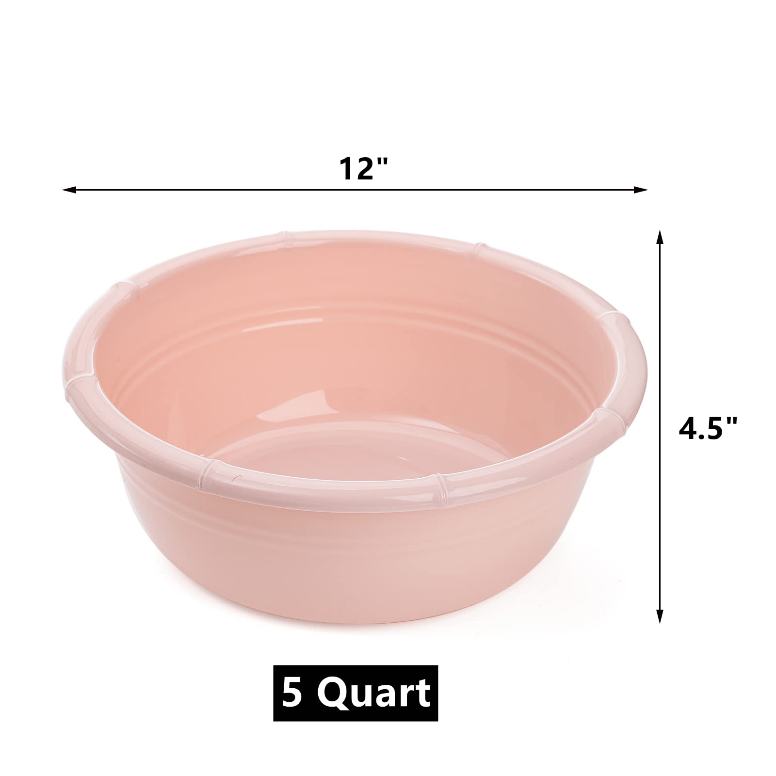 Peohud 8 Pack Plastic Wash Basin, 5 Quart Stackable Camping Dish Pan, Round Vegetable Fruit Wash Pan Dish Tub For Home Kitchen O