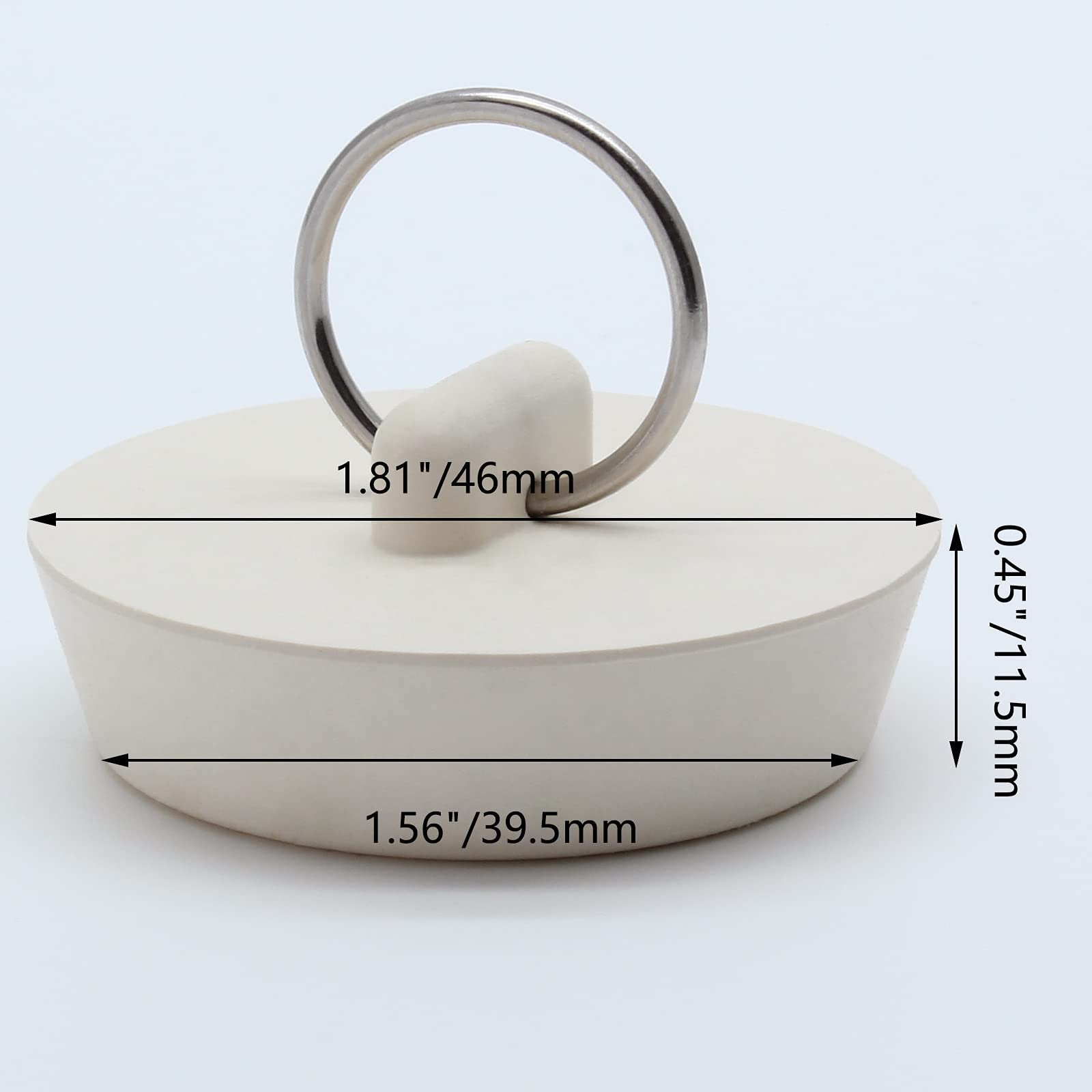 Bonsicoky 2Pcs Rubber Drain Stopper Fits 1-5/8 Inch To 1-3/4 Inch, Bathtub Drain Plug With Hanging Ring, Bathtub Stopper Plug Fo