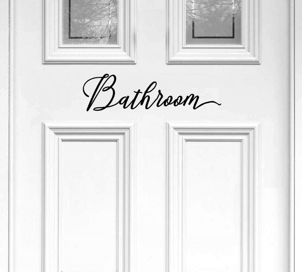 Berryzilla Bathroom Decal 11'' X 3'' Toilettes, Restroom, Closet Water, Door Vinyl Decal Script Handwriting Wall Art Decor Stick
