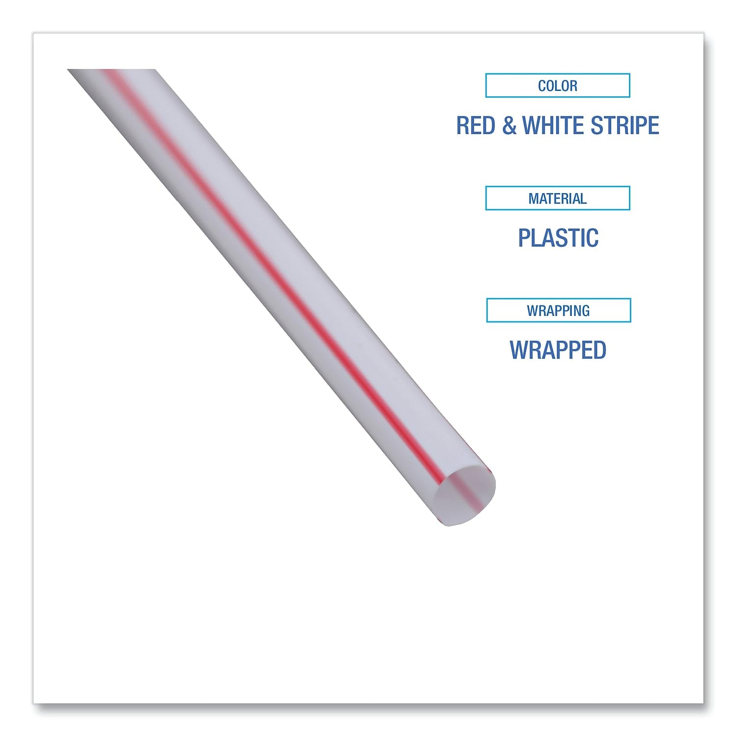 Boardwalk Jstw775S24 Jumbo Straws, 7 3/4-Inch , Plastic, Red W/White Stripe, 500/Pack, 24 Pack/Carton