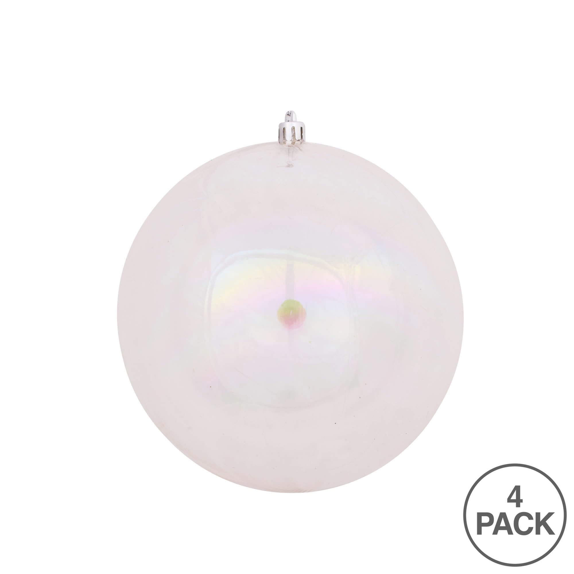Vickerman 4.75 Clear Iridescent Ball Ornament. Includes 4 Ornaments per Bag.
