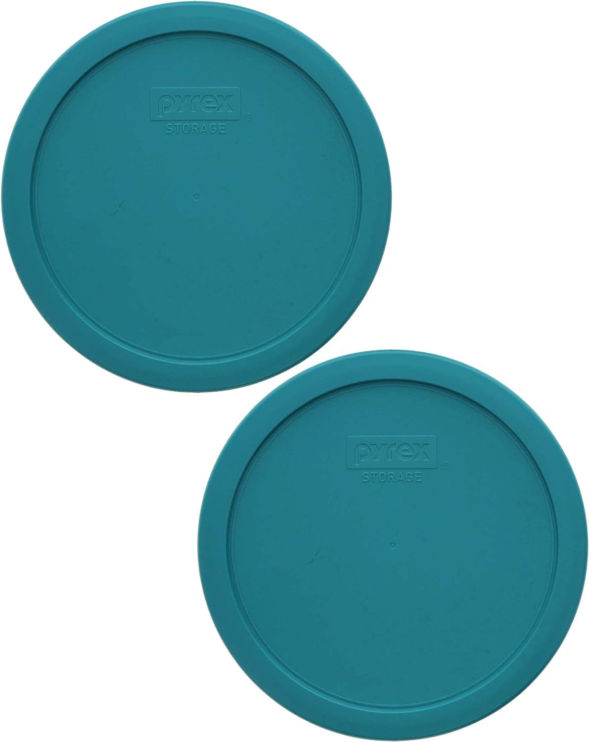 Pyrex 7402-Pc 7-Cup Turquoise Plastic Food Storage Lid, 2 Pack - Original Genuine Pyrex - Made In The Usa