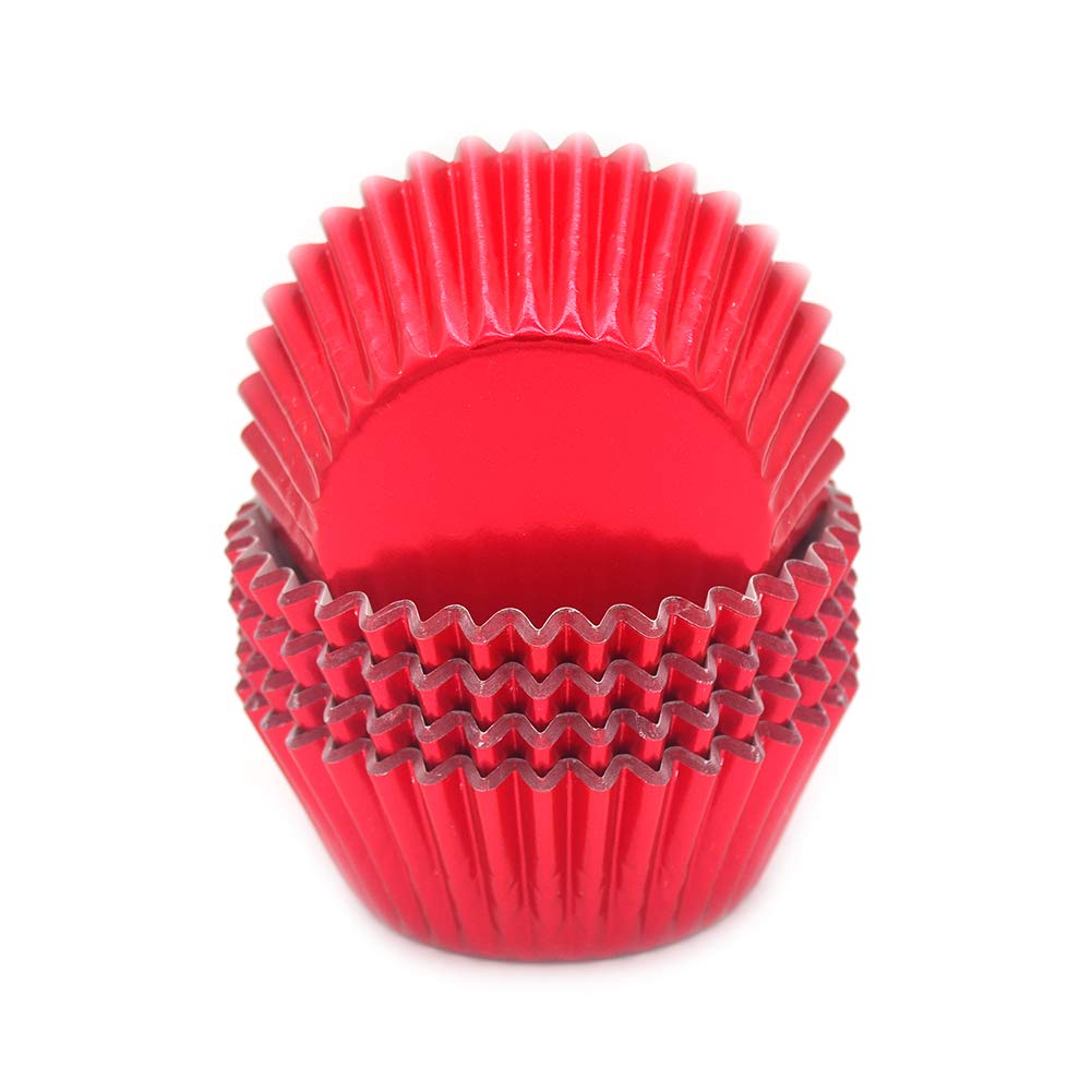 Mombake Standard Red Foil Cupcake Liners Muffin Baking Cups For Party And More, 100-Count
