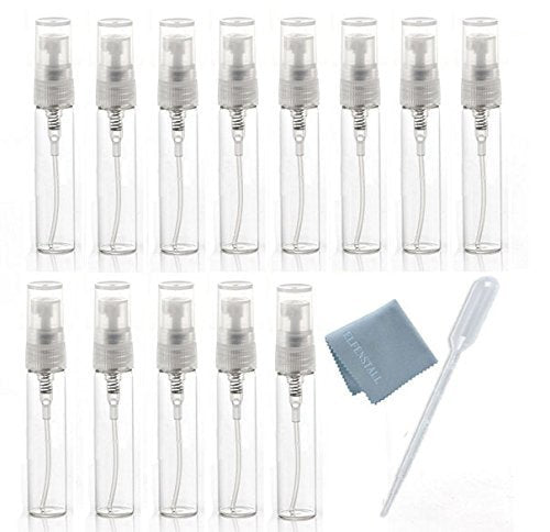 Elfenstal- 25Pcs Clear 5Ml 1/6Oz Glass Atomizer Bottle Spray Refillable Perfume Empty Bottle Glass Clean Cloth For Travel Party