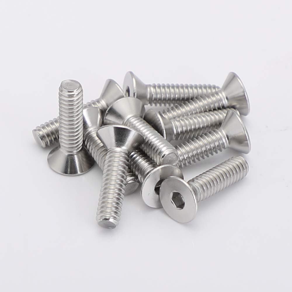 14-20 X 1-14 Flat Head Socket Cap Screws, Allen Socket Drive, Stainless Steel 18-8 (304), Full Thread, Bright Finish, 25 Pcs