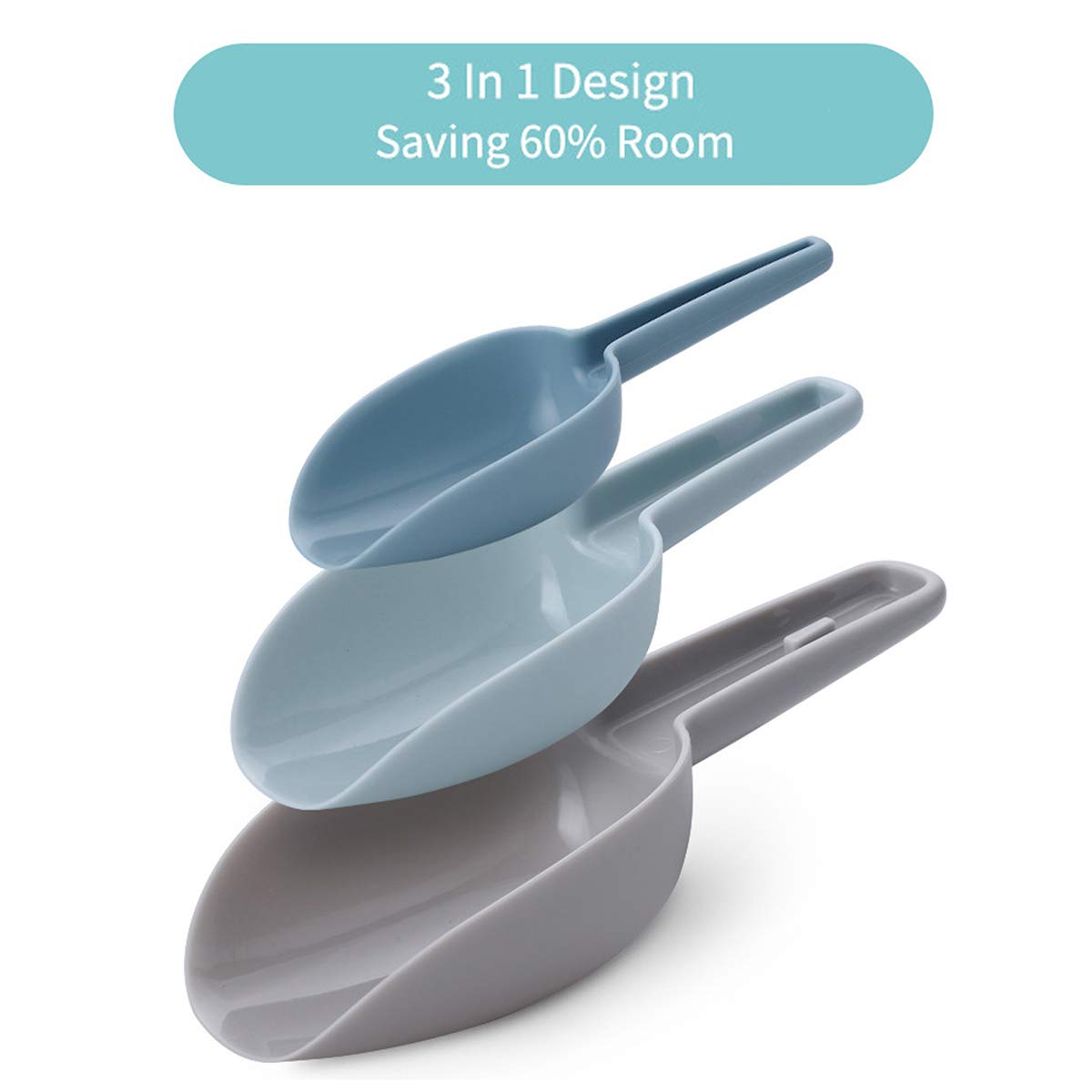 Vilihkc Kitchen Plastic Shovel 3 Pack Food Grade Plastic Shovel Transferring Of Powder, Small Particles, Ice Cream And Mashed Po