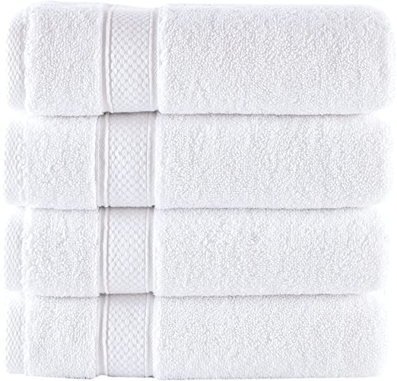 Nova Luxury Linen - Hotel Quality Turkish Towel Set For Bathroom (4 Pcs Washcloth Set, Pure White)