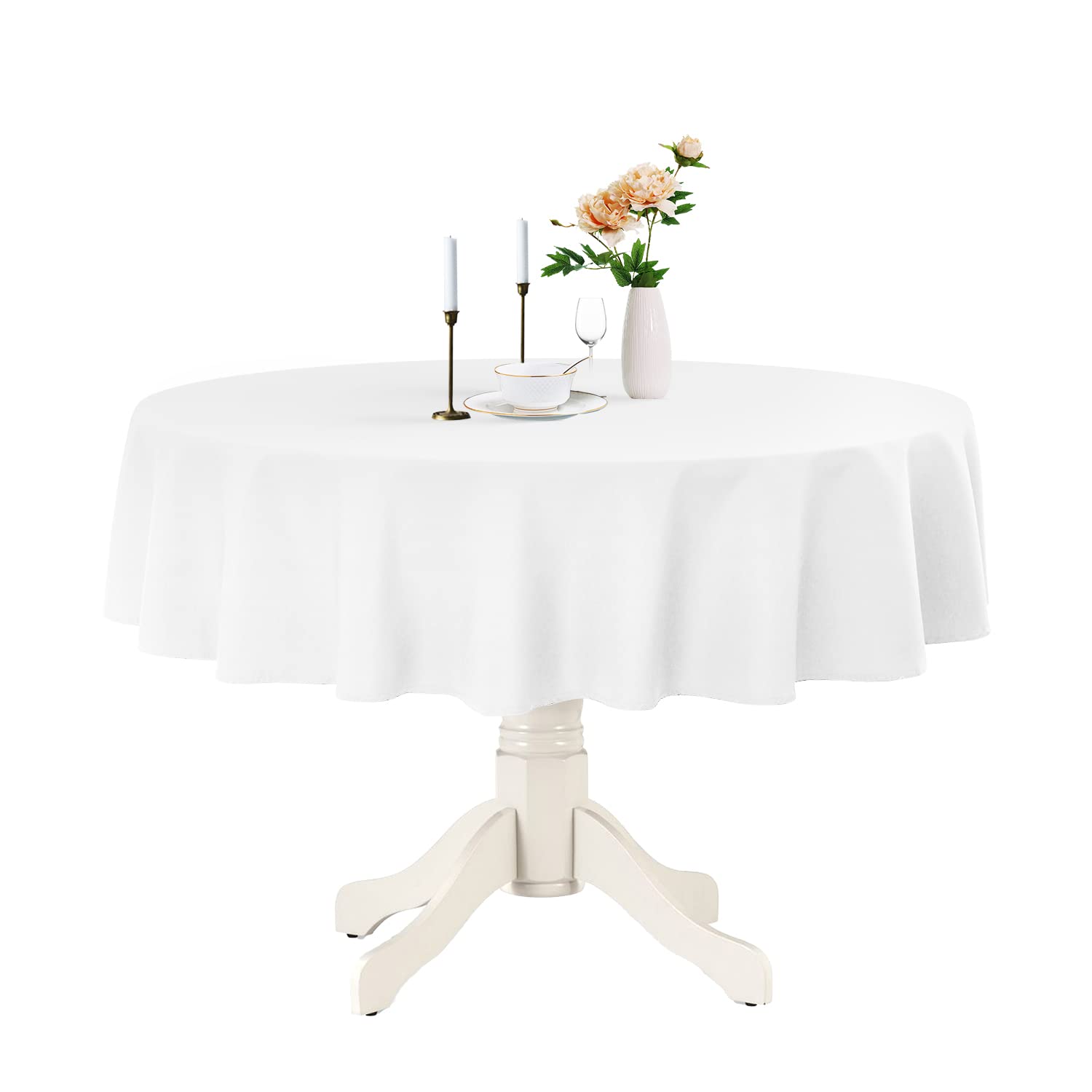 Romanstile Round Waterproof Tablecloth, Stain Resistant Washable Table Cloths Wrinkle Free Polyester Table Covers For Kitchen Di