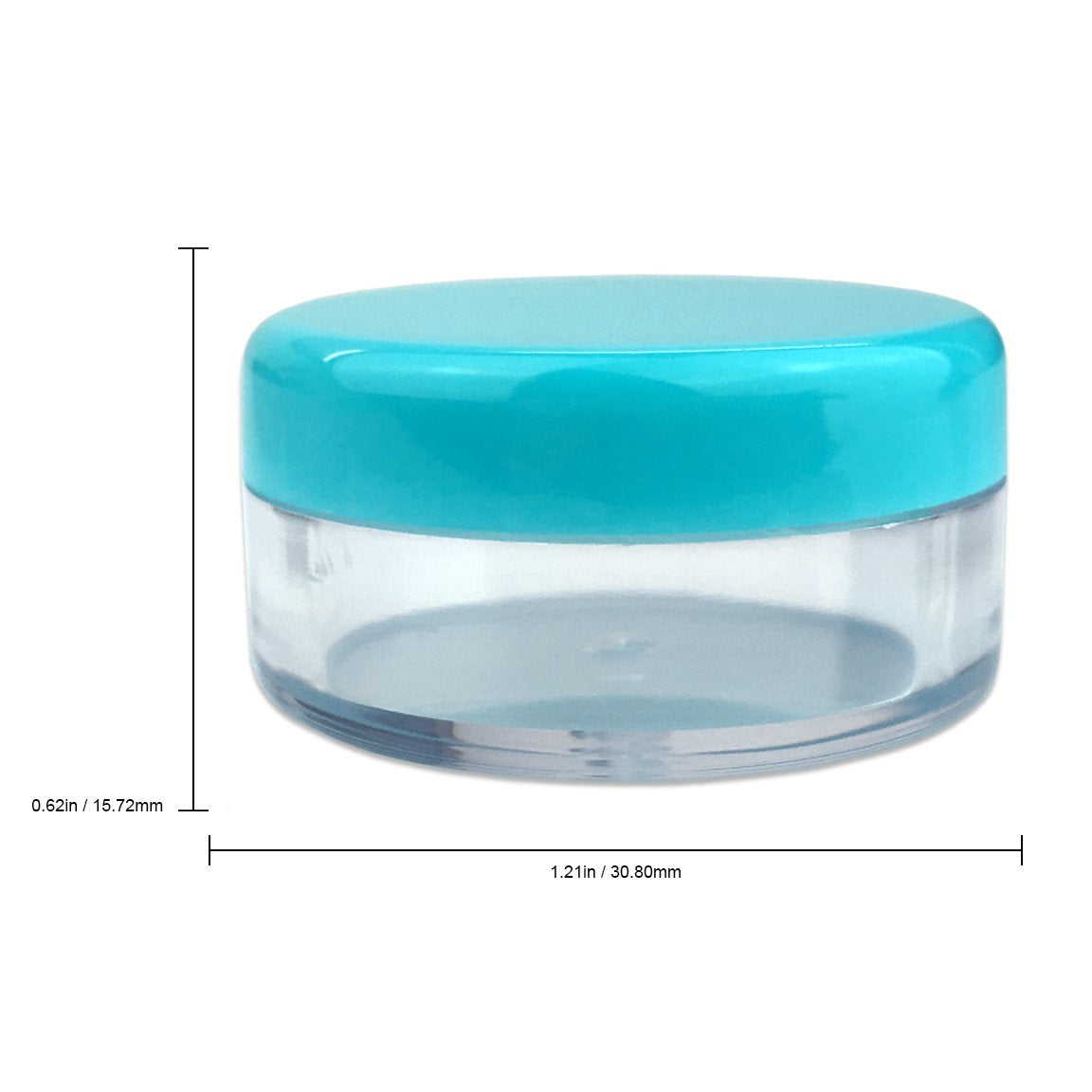 Beauticom (Quantity: 200 Pieces) 5G/5Ml Round Clear Jars With Teal Sky Blue Lids For Scrubs, Oils, Toner, Salves, Creams, Lotion