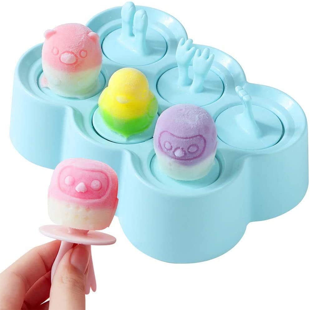 Mini Ice Pop Molds Bpa Free, Silicone Reusable Small Popsicle Molds With Sticks, Diy Ice Cream Makers [Cavity Of 6], Funny Anima