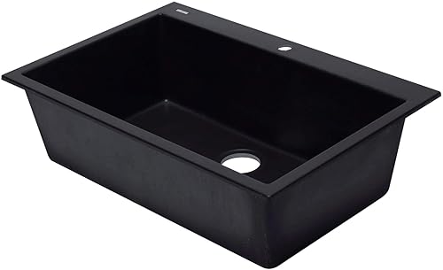 Alfi Brand Ab3322Di-Bla Black 33 Single Bowl Drop In Granite Composite Kitchen Sink