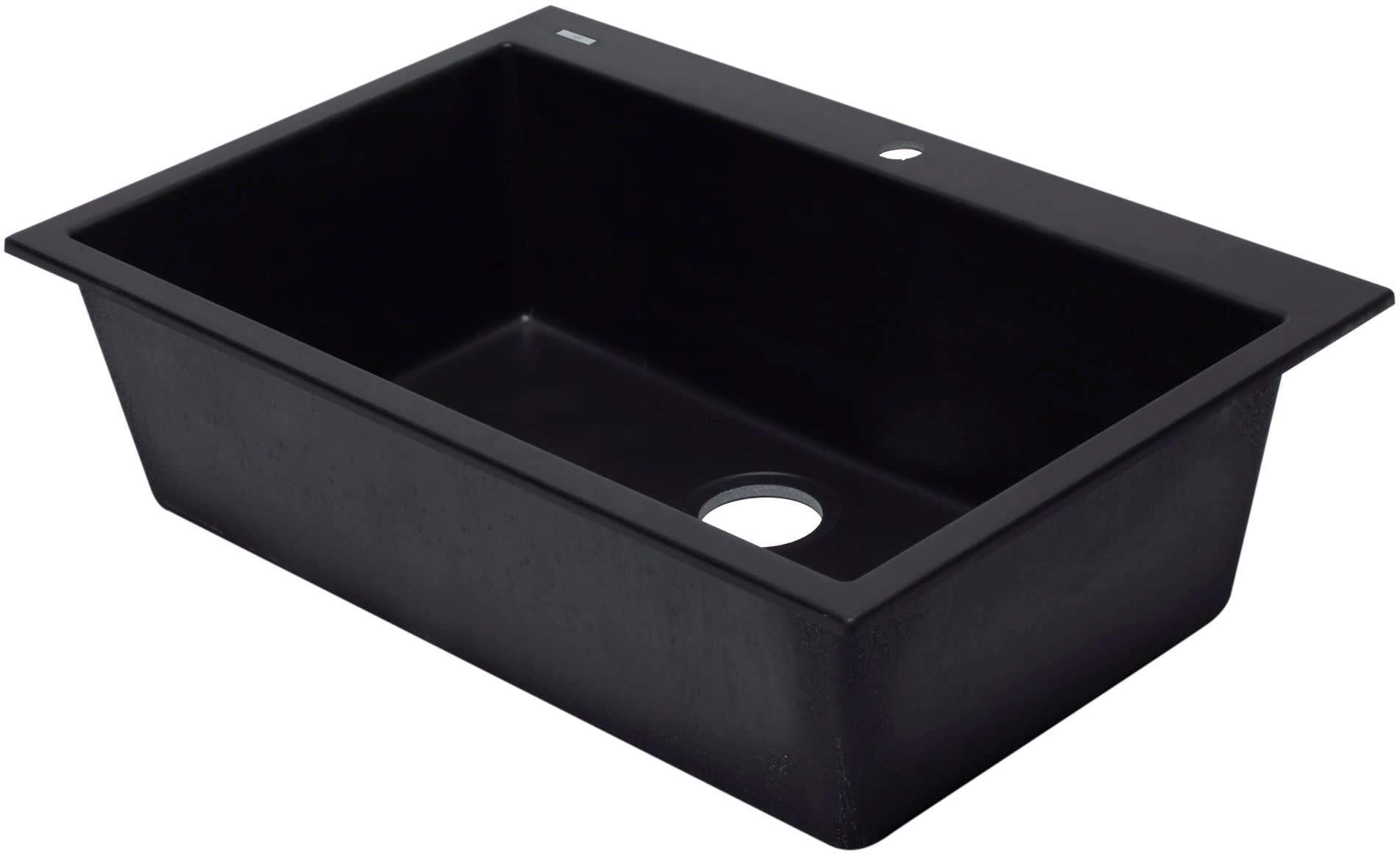 Alfi Brand Ab3322Di-Bla Black 33 Single Bowl Drop In Granite Composite Kitchen Sink