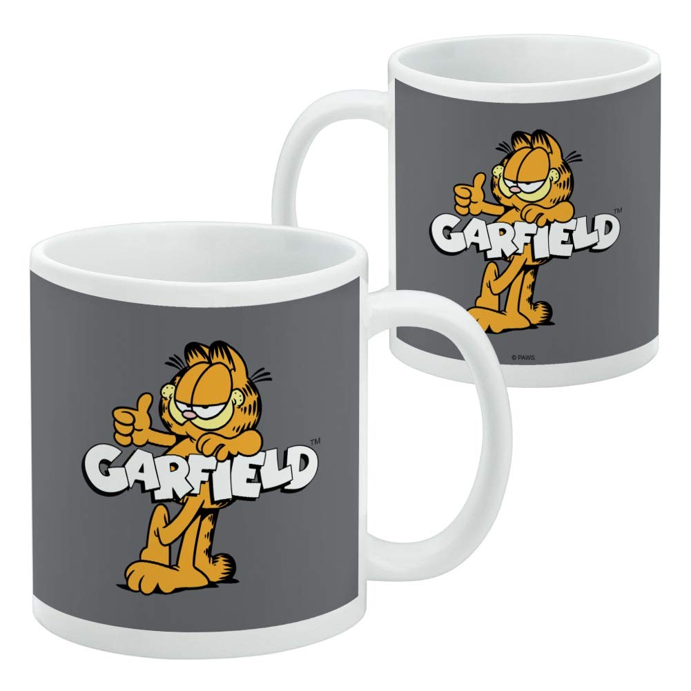 Garfield with Logo Ceramic Coffee Mug, Novelty Gift Mugs for Coffee, Tea and Hot Drinks, 11oz, White