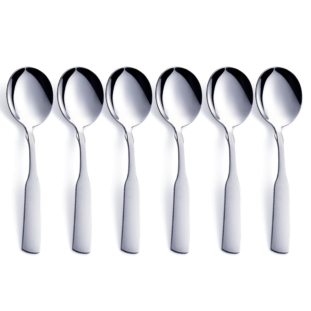 Fullyware Soup Spoons, Stainless Steel 6.1    Heavy Duty Round Spoons, Dinner Spoon Table Spoon Silverware, Metal Spoon Cutlery
