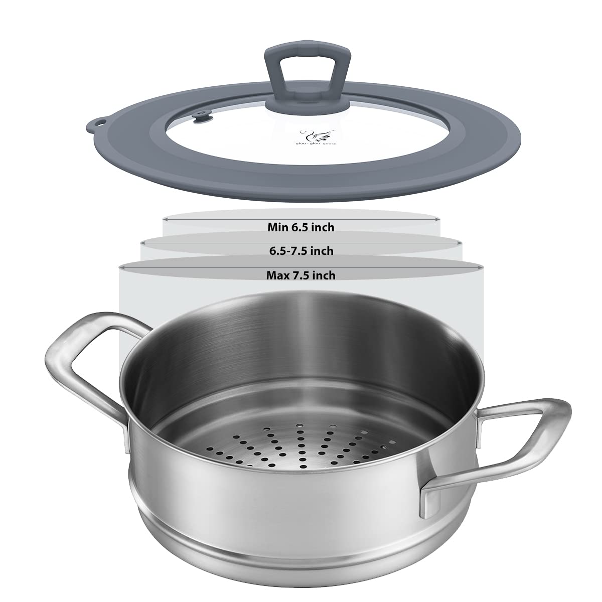 Set Of 2 Vented Tempered Glass Universal Lid For Pot Pan Skillet With Heat Resistant Silicone Microwave Splatter Cover Microwave