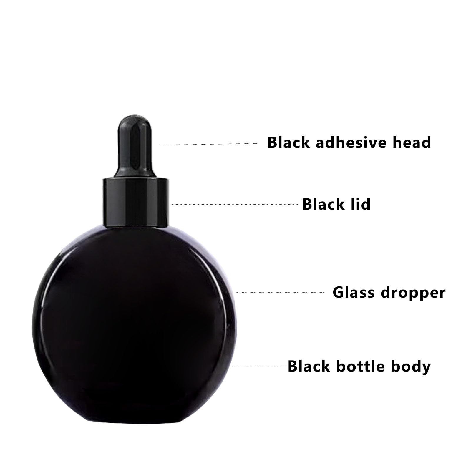 Pyawi 6Pcs, 2 Oz Black Glass Dropper Bottles For Essential Oils ,60Ml Flat Round Perfume Bottle With Eye Droppers, For Essential