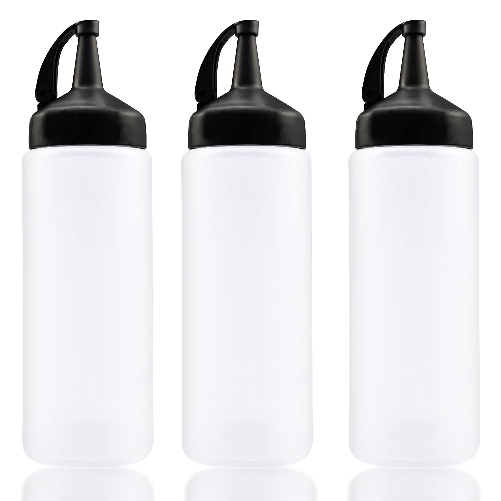 Jutoe 3Pack Plastic Squeeze Bottles,12 Oz Plastic Squeeze Squirt Condiment Bottles With Leak-Proof Cap,Condiment Squeeze Bottle