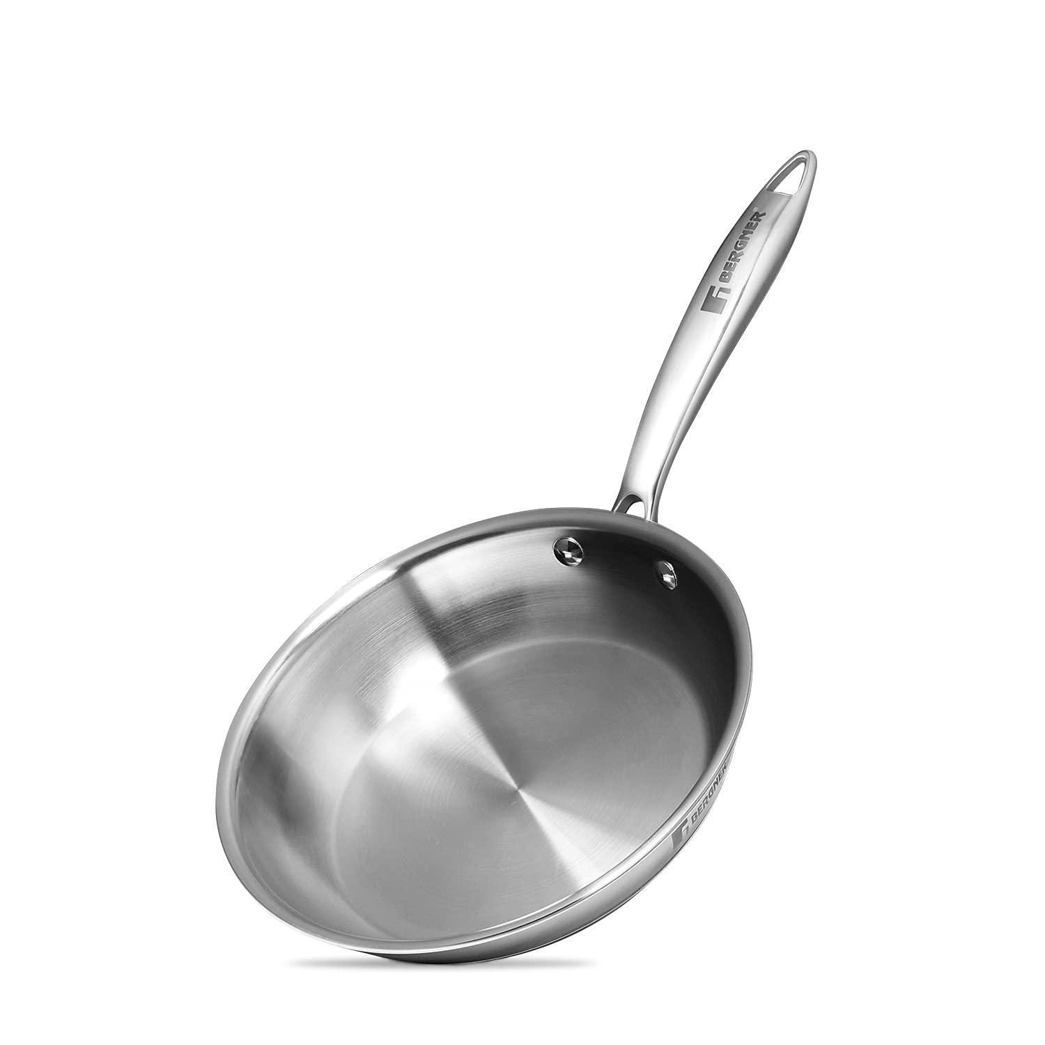 Bergner Argent 5Cx 5-Ply Stainless Steel Fry Pan With Riveted Cast Handle & Induction Base (28 Cm, Silver)
