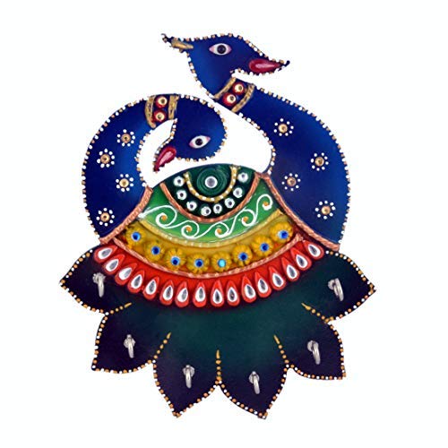 Janki Rajasthani Wooden Kundan Art Work Key Holder Key Stand for Wall KEYH003