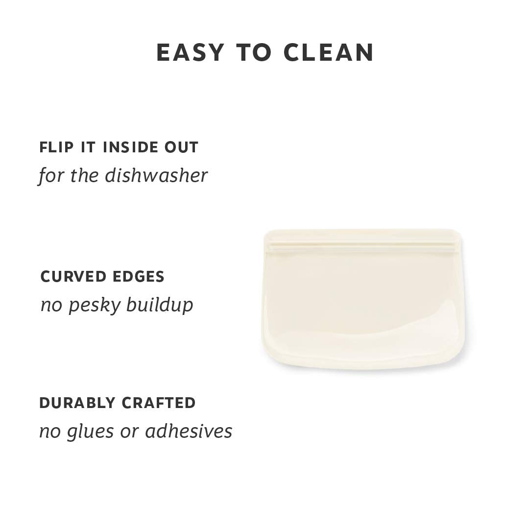 W&P Porter Silicone Reusable Storage Bag  Sandwich (10oz Flat)  Cream  Food Storage Container  Microwave and Dishwasher Safe  Easy Cleaning