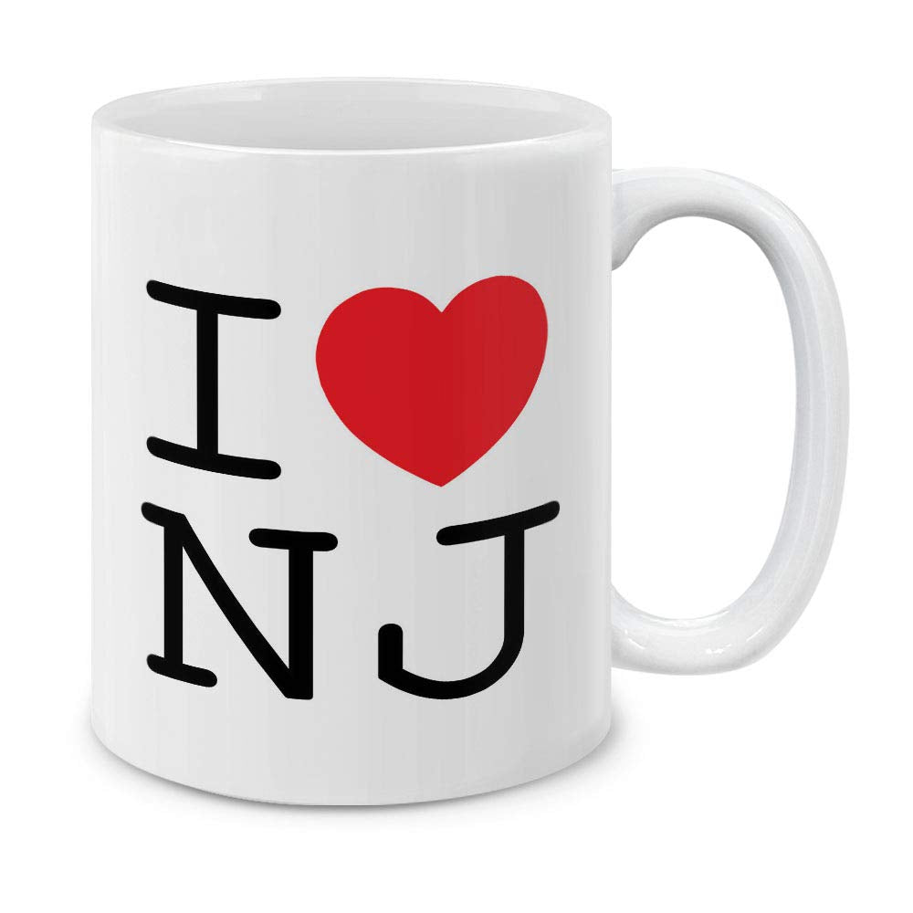 MUGBREW I Love NJ New Jersey Ceramic Coffee Mug Tea Cup, 11 OZ