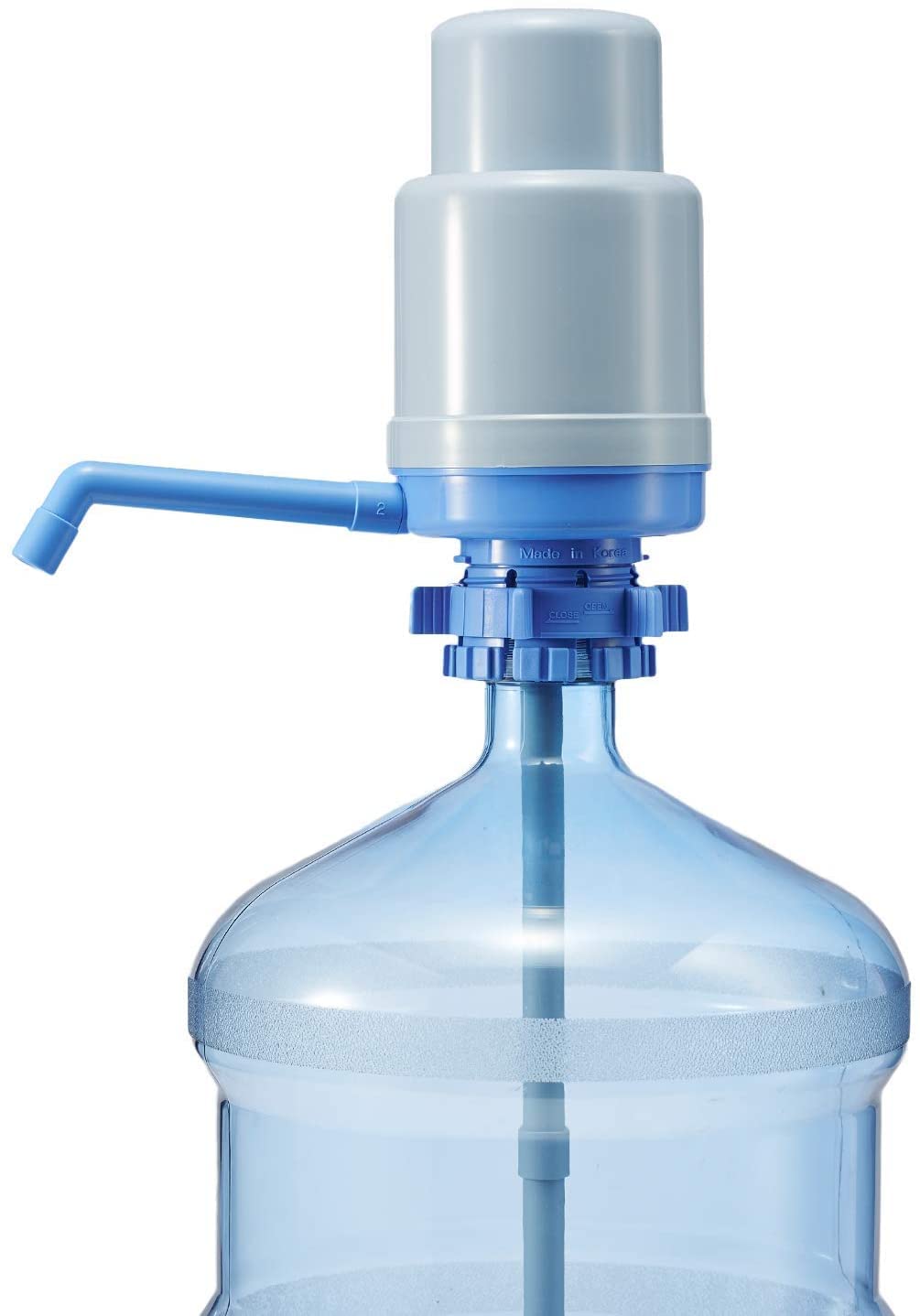 Dolphin Manual Water Pump for 5 Gallon Bottles, Fits 2-6 Gallon Bottles, Blue Manual Hand Pressure Water Dispenser, Secure Fit o