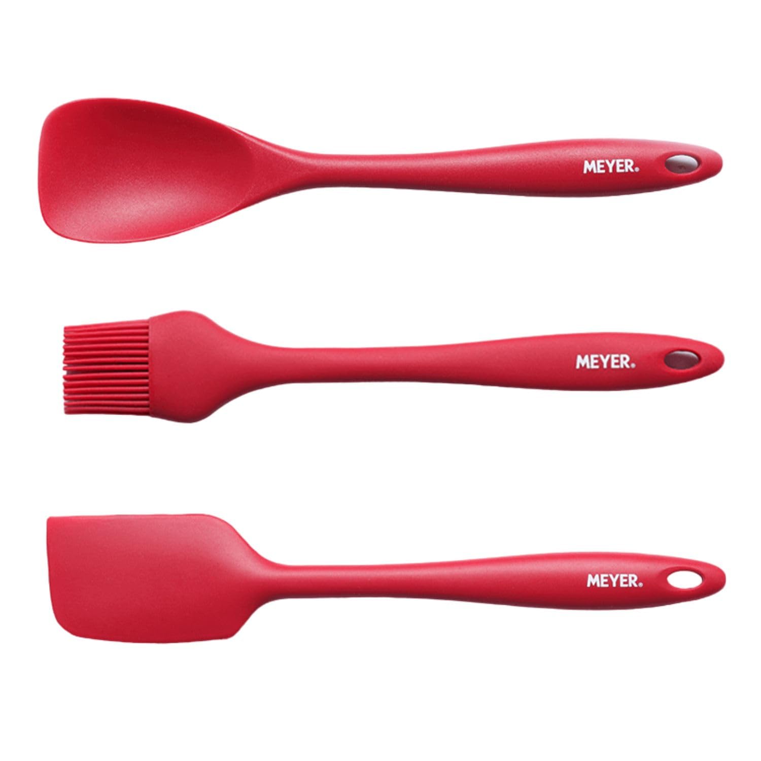 Meyer Silicone Accessories 3 Piece Set  Spatula, Turner, Brush | Kitchen Tools | Silicone Spatula Set, Red