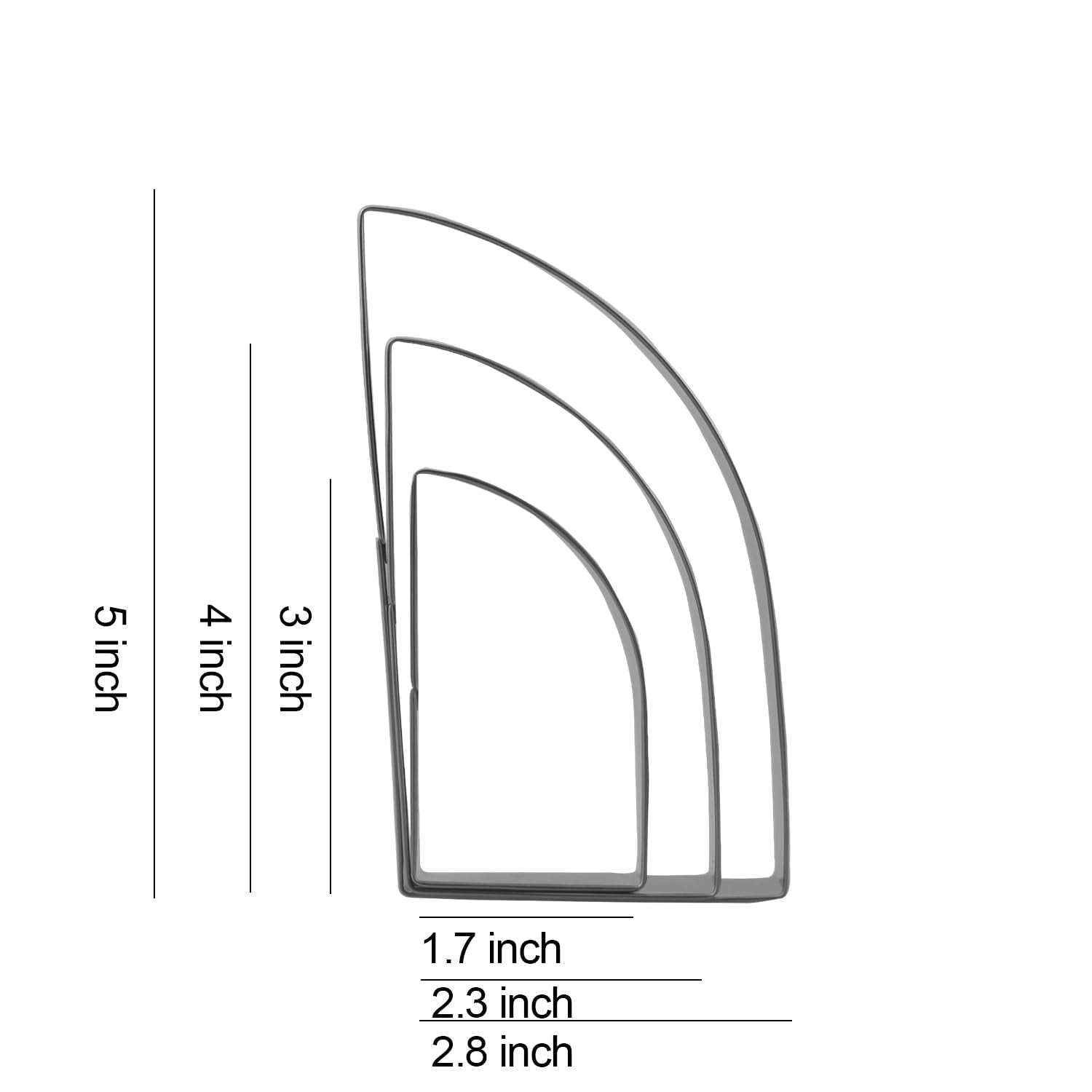 Keewah Half Arch Cookie Cutter Set - 5   ,4   ,3    - 3 Piece - Stainless Steel