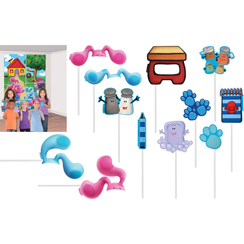 Amscan Blues Clues Scene Setters With Photo Props - 40'' X 27.5'' | Assorted Design | 1 Set Of 16 Pcs.