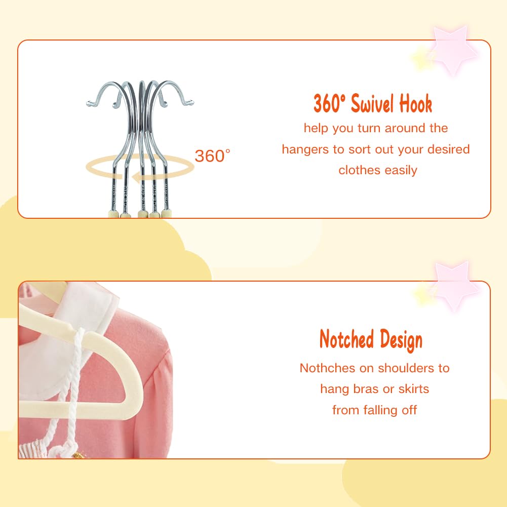 Stormix Baby Clothes Hangers 30 Pack, Kids Velvet Hangers Non-Slip, Clothes Hangers With Shoulder Notches For Toddler Children C