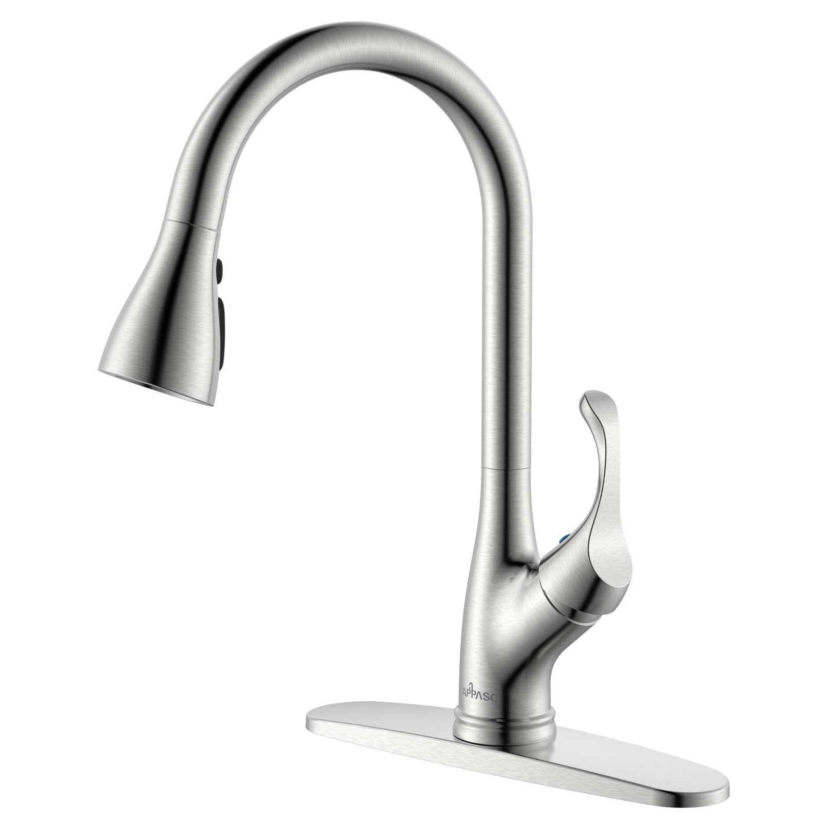 Appaso Pull Down Kitchen Faucet With Sprayer Stainless Steel Brushed Nickel - Single Handle Commercial High Arc Pull Out Spray H