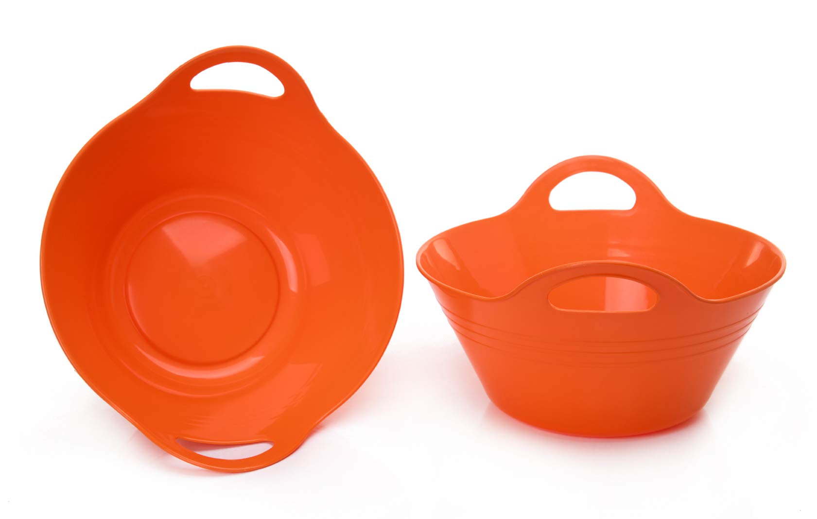 Mintra Home Plastic Bowls With Handles (4.5L Large 2Pk, Orange) - 11.25W X 5Inh (6.75Inh With Handles) - Great For Popcorn, Snac
