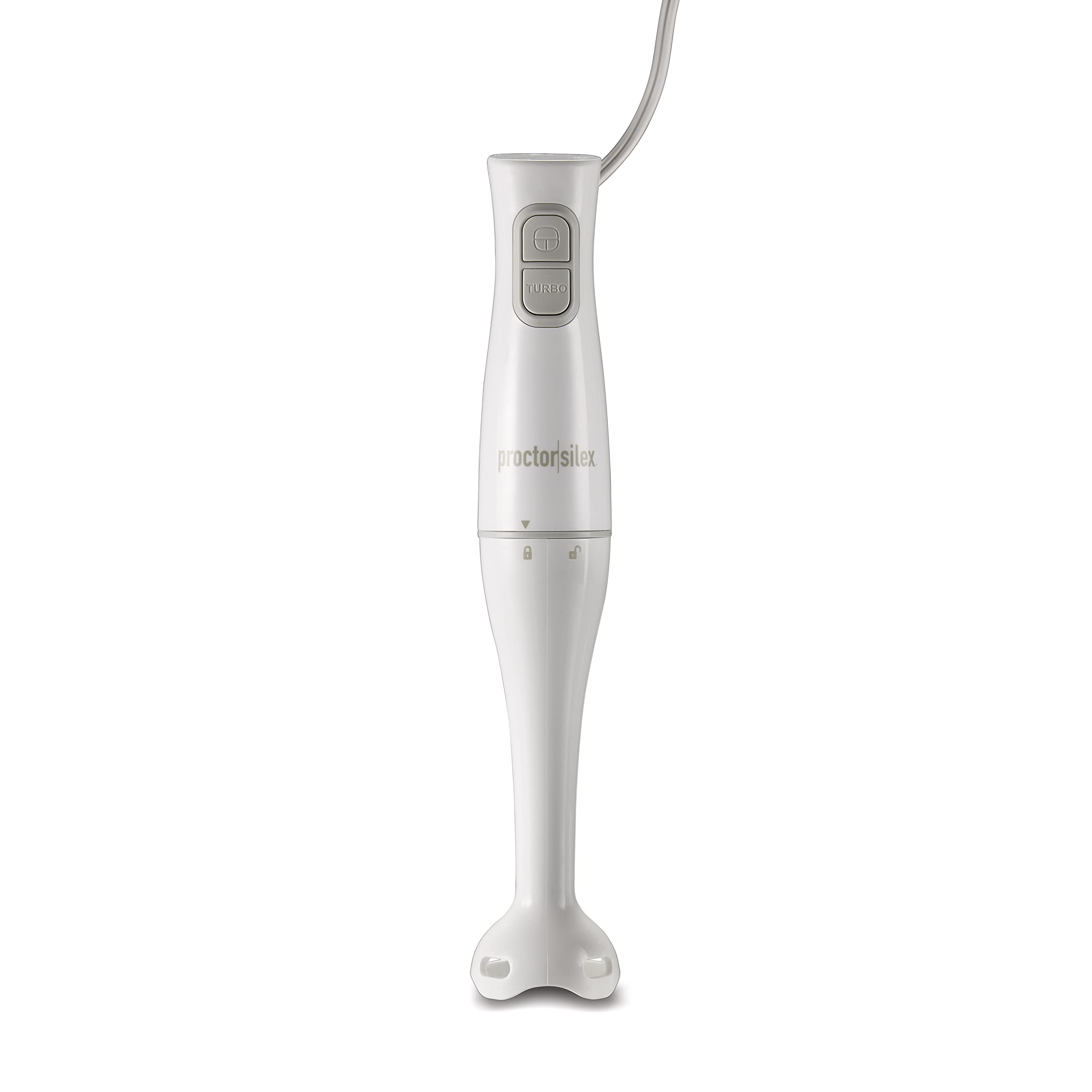Proctor Silex Electric Immersion Hand Blender with Detachable Dishwasher Safe Handheld Blending Stick, 2-Speeds, 150 Watts, Whit