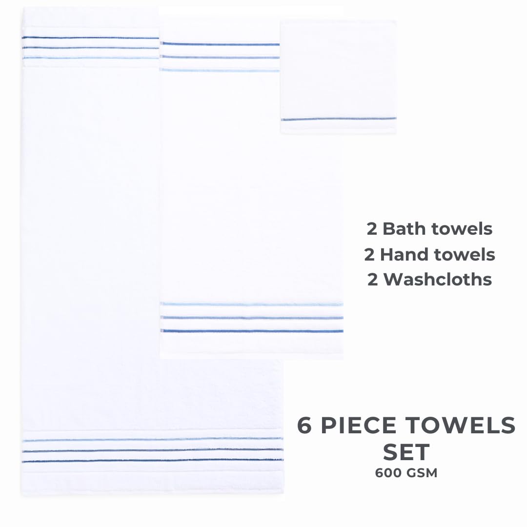 Bath Towel Set_White Towel For Bathroom, Luxury Hotel &Spa Quality, 100% Cotton .Includes 2 Large Bath Towels, 2 Hand Towels And
