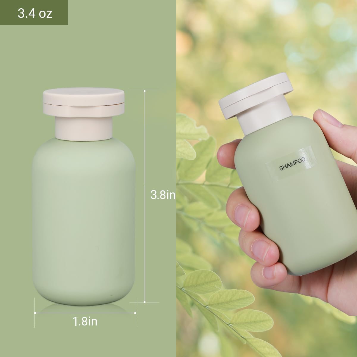 Umetass 3.4 Oz Plastic Small Travel Shampoo Bottles, Refillable Flip Cap Squeeze Bottles For Toiletries, Leakage-Proof Travel Sh