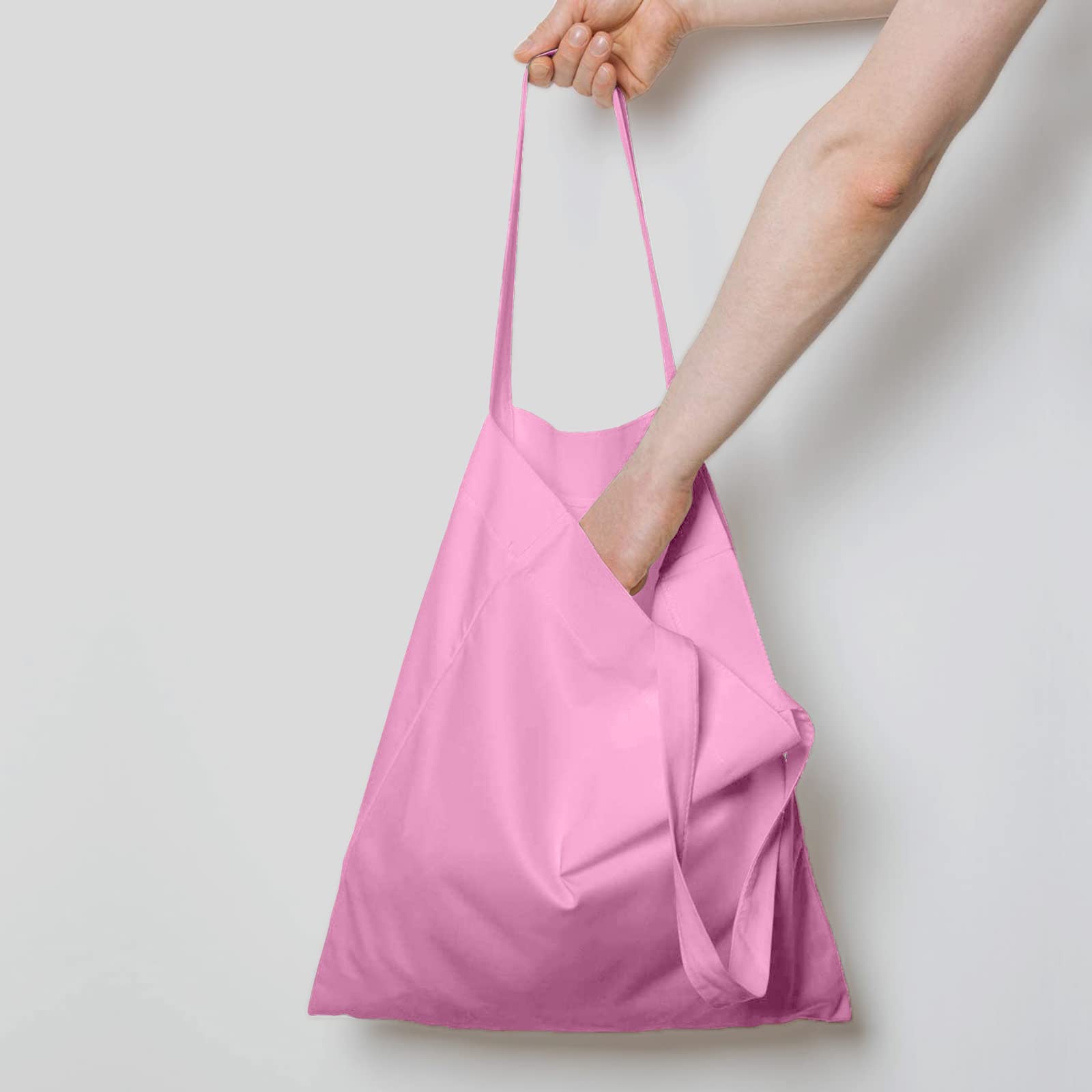 NPBAG 5 Pack 15'' X 16'' Baby Pink Cotton Tote Bags  Blank Bulk Cloth bags with 1pc of PTFE Teflon Sheet